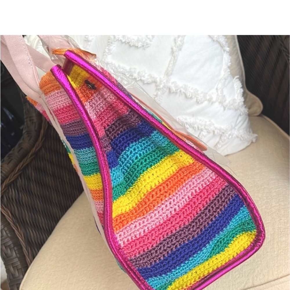 KURT GEIGER Southbank crochet rainbow large tote - Picture 6 of 16